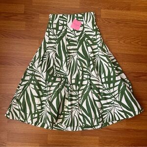 Kate Spade Green and White Palm Fronds Seamed Skirt - Size 4 - NWT